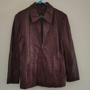 JLC New York Women’s XL Burgundy Soft Leather Jacket – Zip Front, Lined, Great C